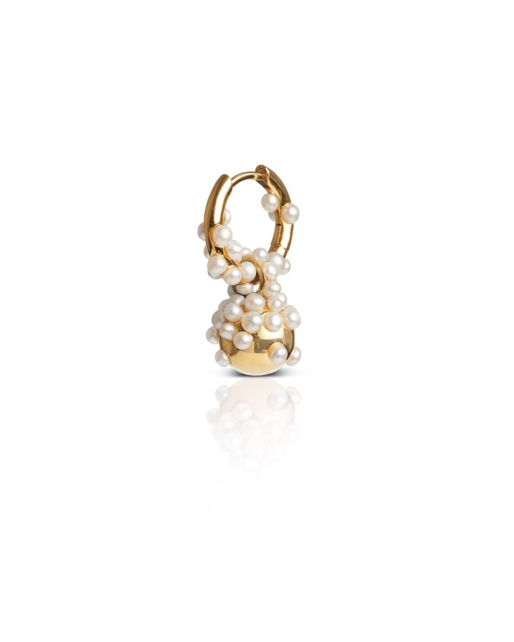 Kasun Metallic Pearl Droplet Hoop Earring Vermeil