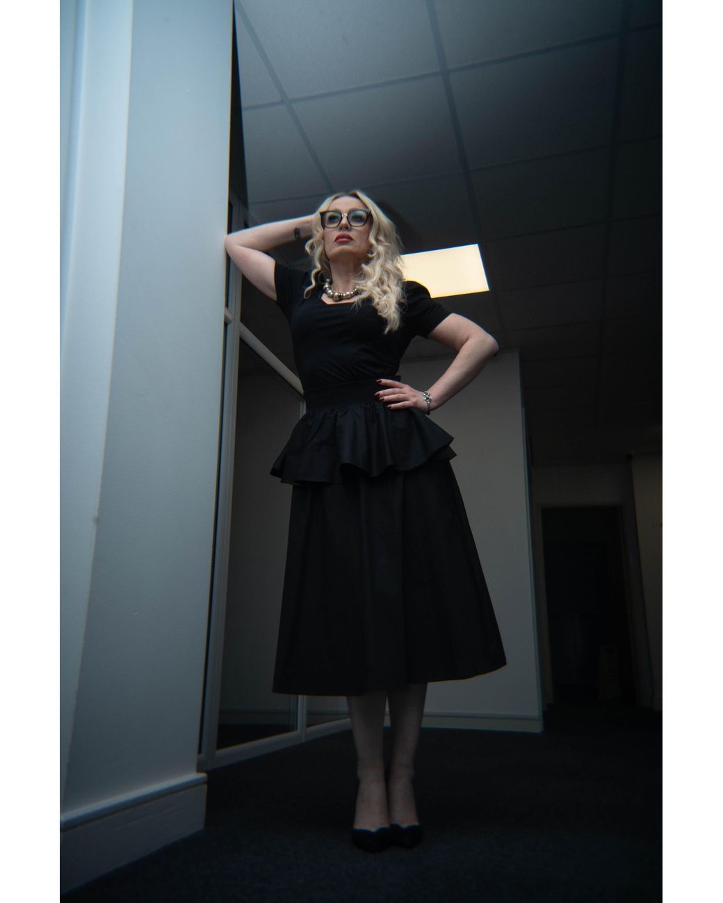 Frock Tales Black Sunset Peplum Midi Skirt