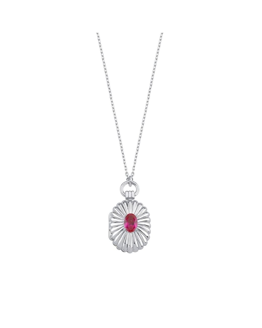 LINYA JEWELLERY Metallic Mini Claret Stone Covered Medallion Locket Necklace