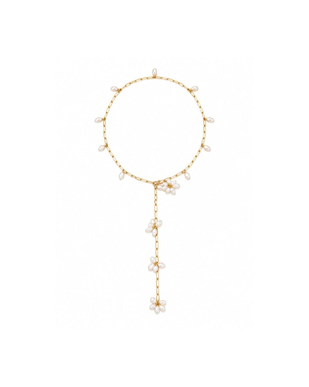 Lalinde Metallic Pearl Cascade Necklace