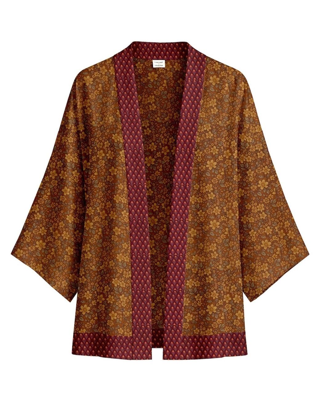 Artemis Muse Brown One Of A Kind Recyled Sari Kimono Unique One Hundred And Fifteen