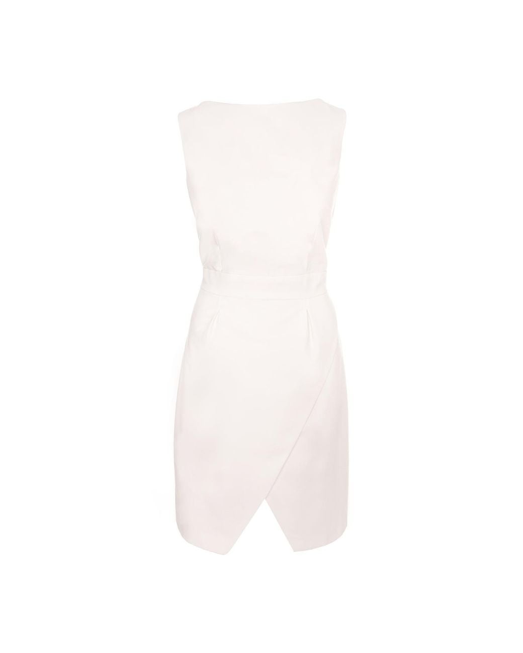 AVENUE No.29 White Round Neckline Wrap Midi Dress