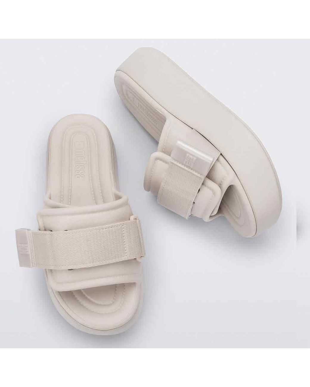 Melissa White Neutrals Free Fuzzy Slide Platform