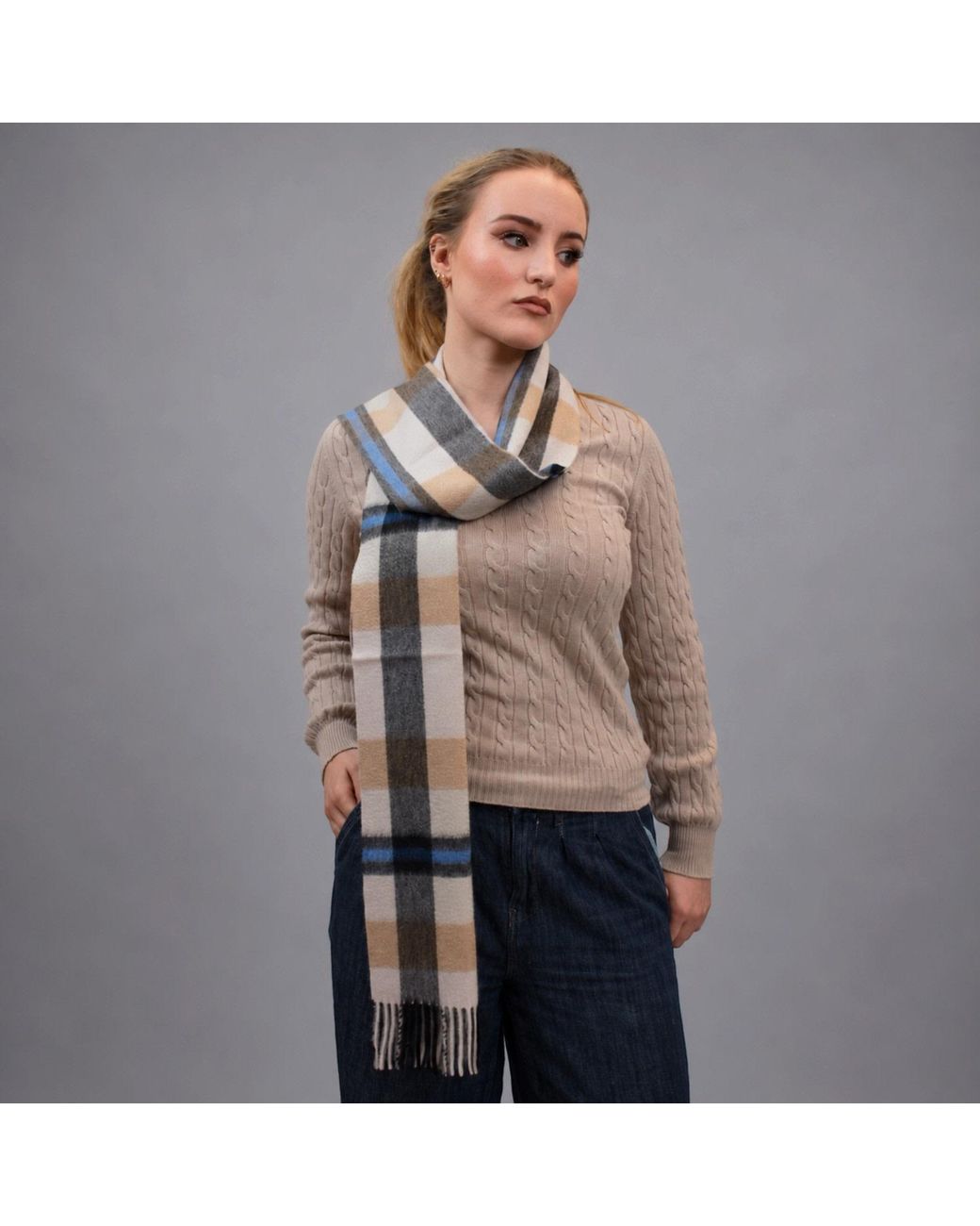 Loom & Cove Blue Camel Check