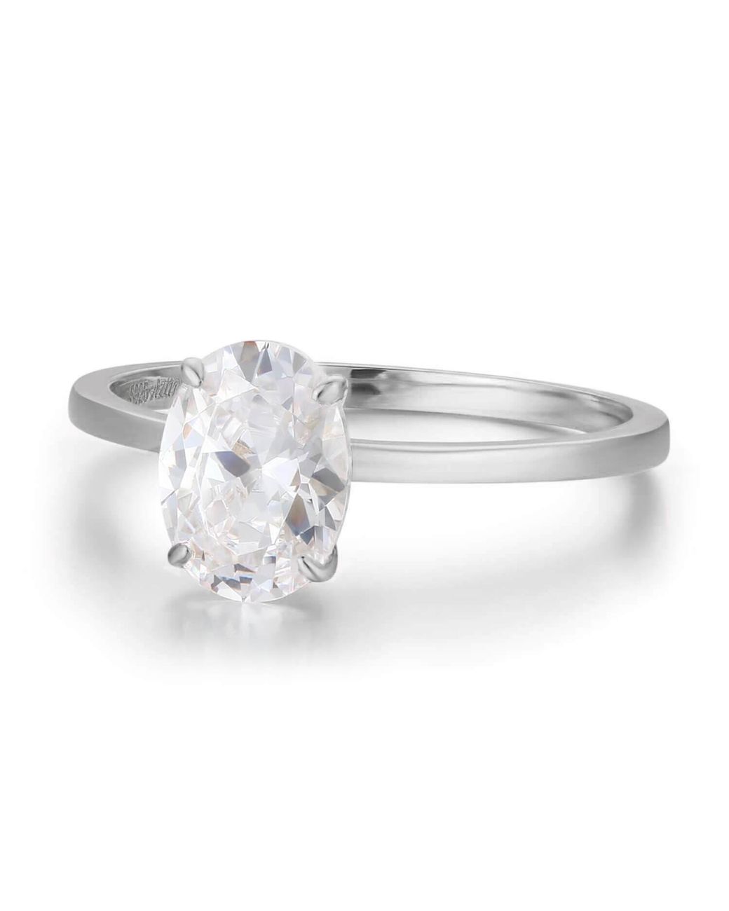 Azura Jewelry New York White Hidden Ruby Heart Oval Moissanite Solid Ring