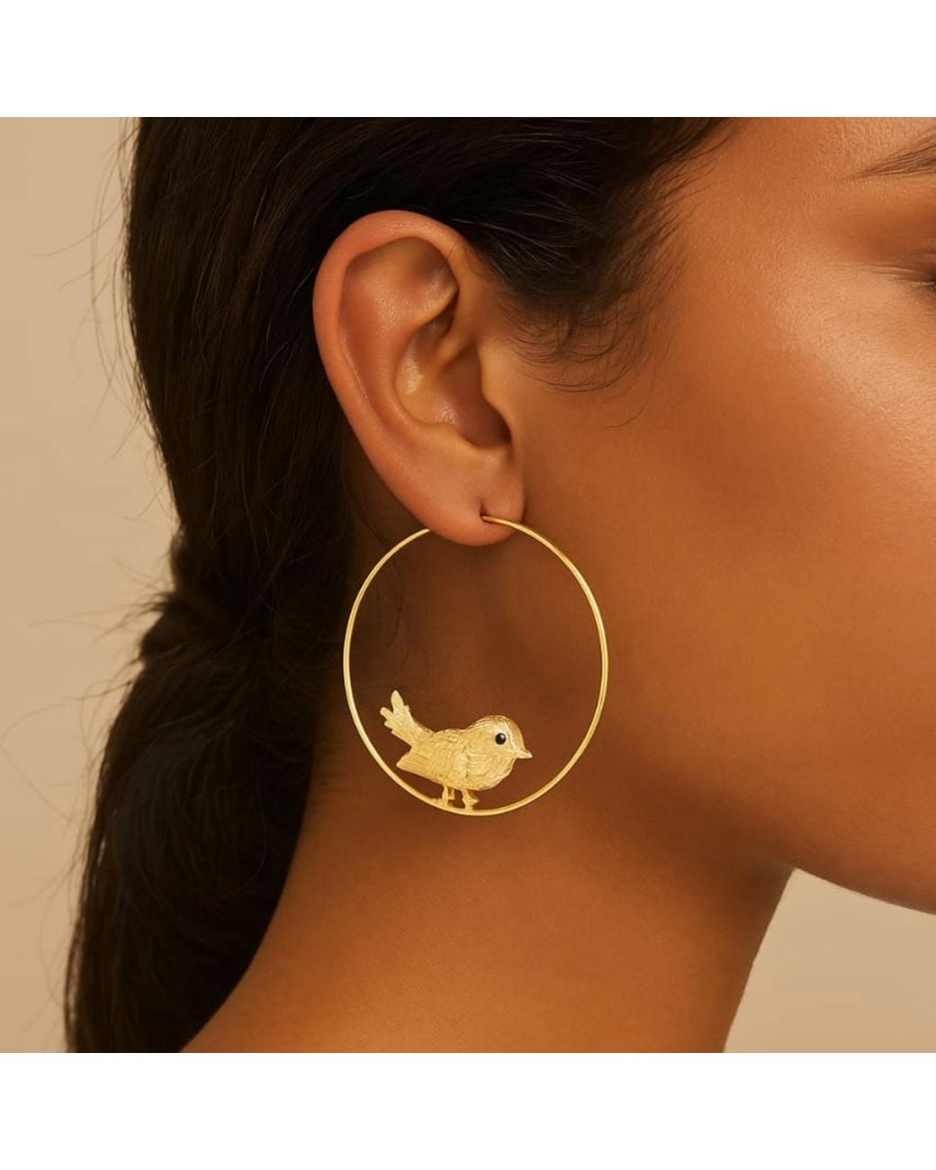 Meraki by Rashmi Bajaj Metallic Song Bird Plated Hoop Earrings