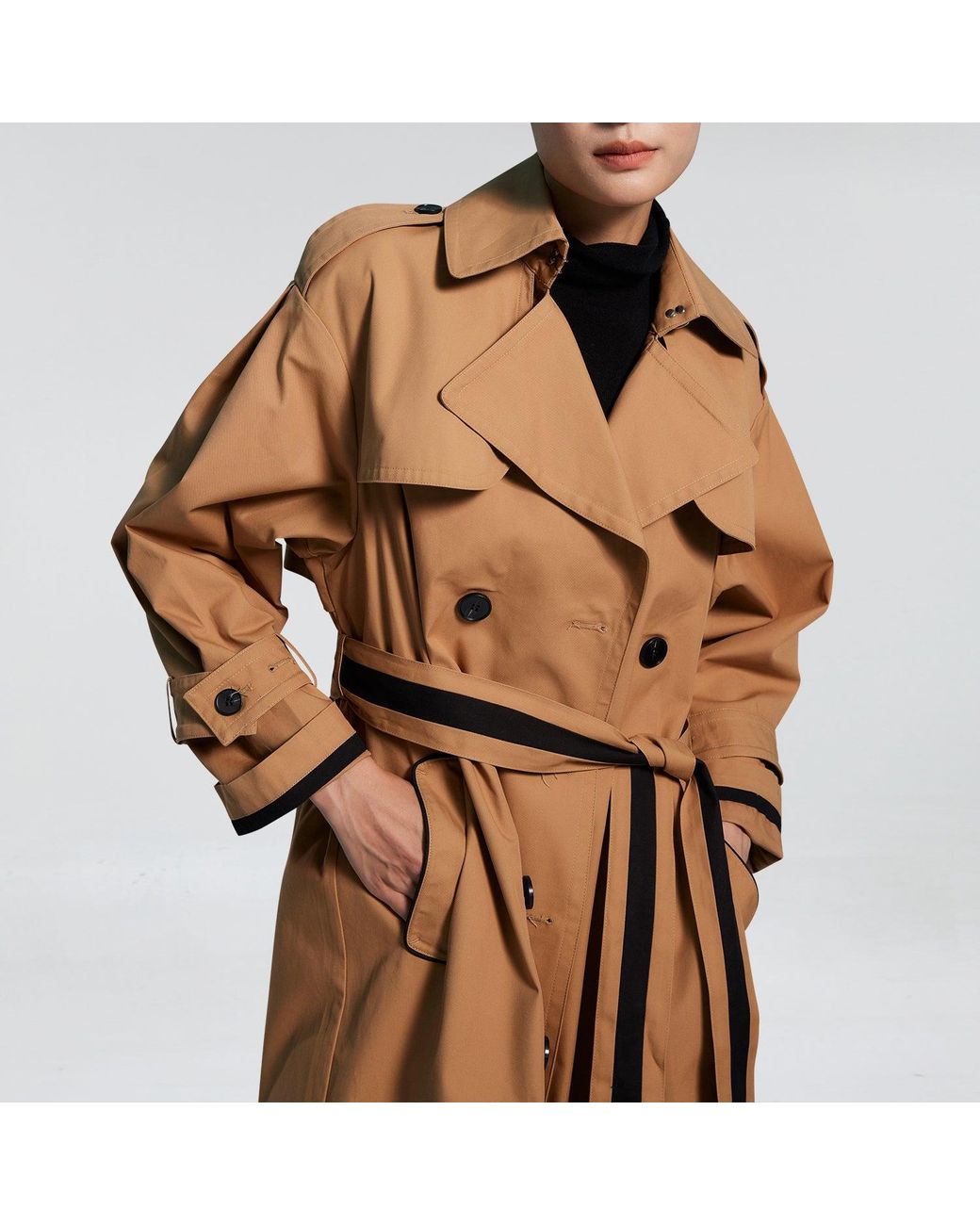 Smart and Joy Natural Trench With Contrasting Belt