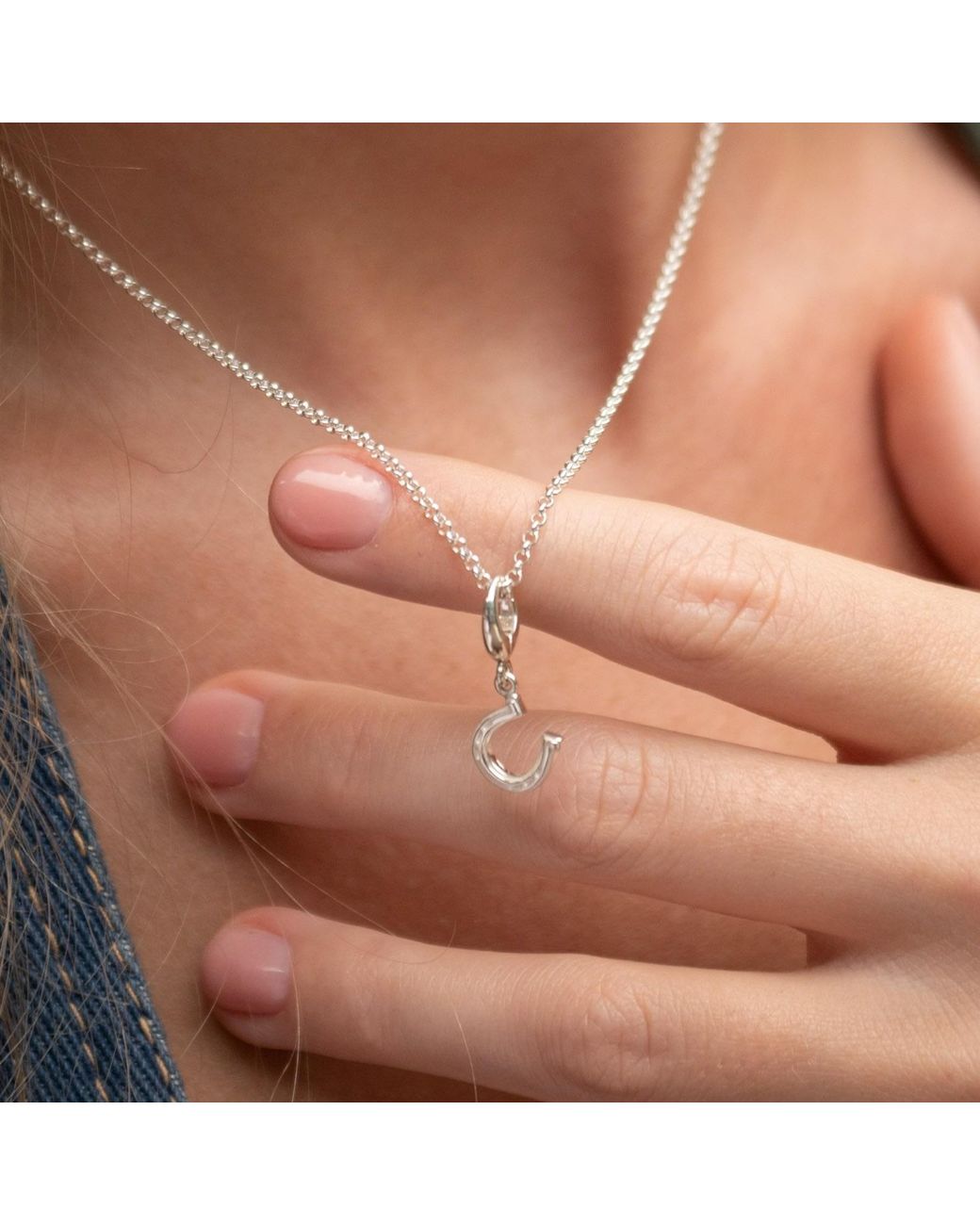Lily Charmed Metallic Sterling Lucky Horseshoe Charm Necklace