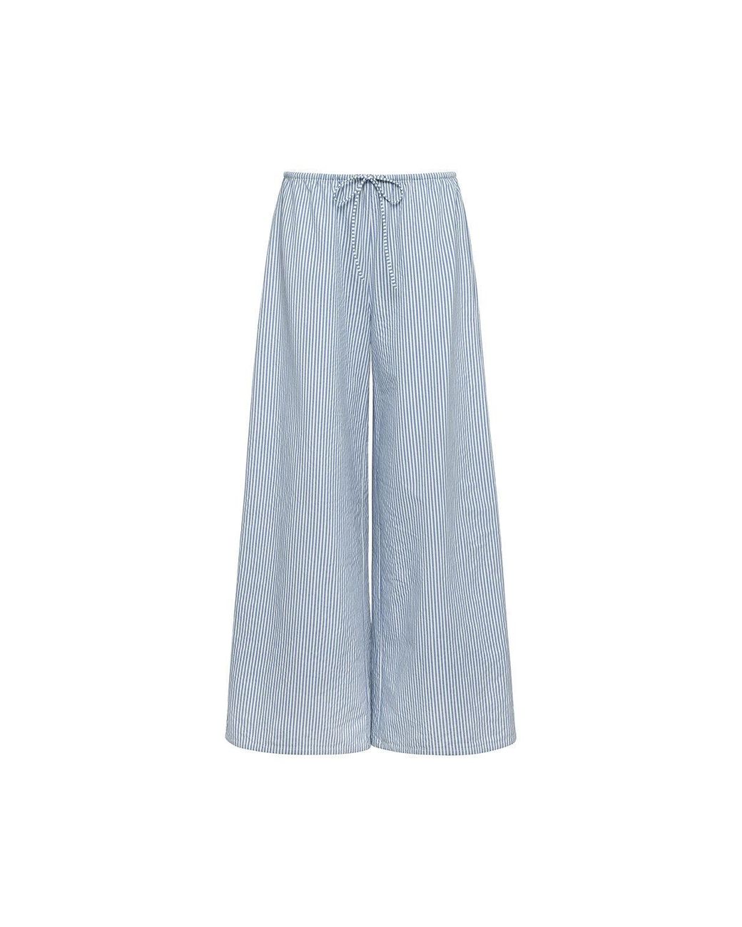 Montce Blue Classic Stripe Drawstring Wide-Leg Pant