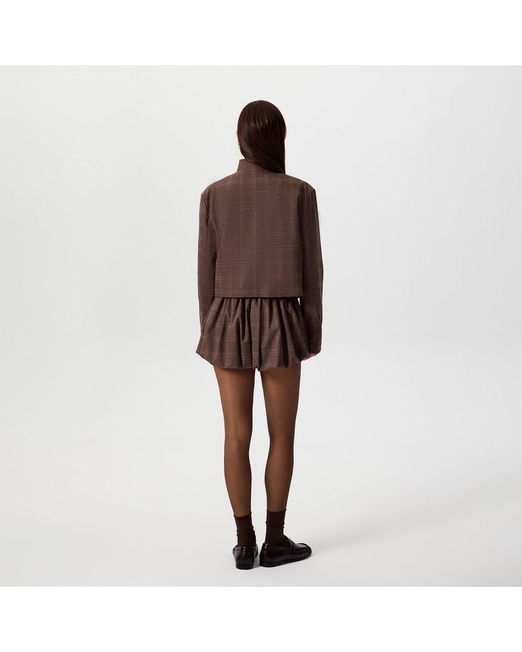 Thisisu Collection Brown Romy Plaid Bubble Shorts –
