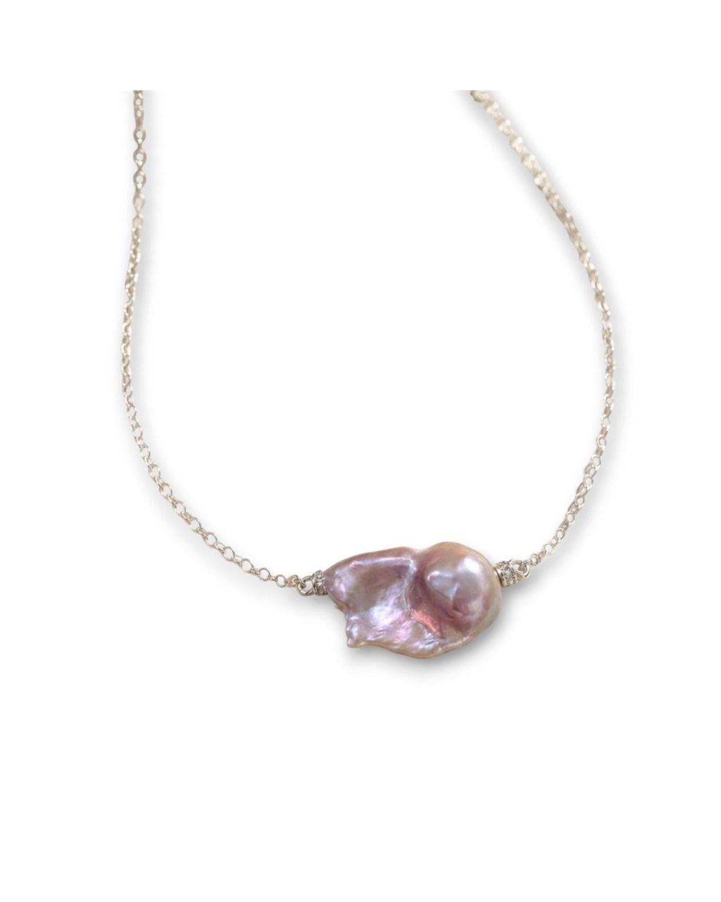 Ninemoo Metallic Lune Mauve Pearl Necklace