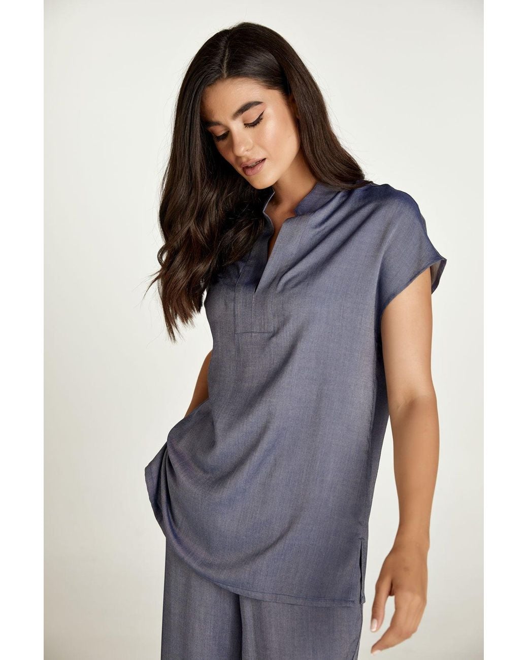 Conquista Blue Denim Style Sleeveless Top