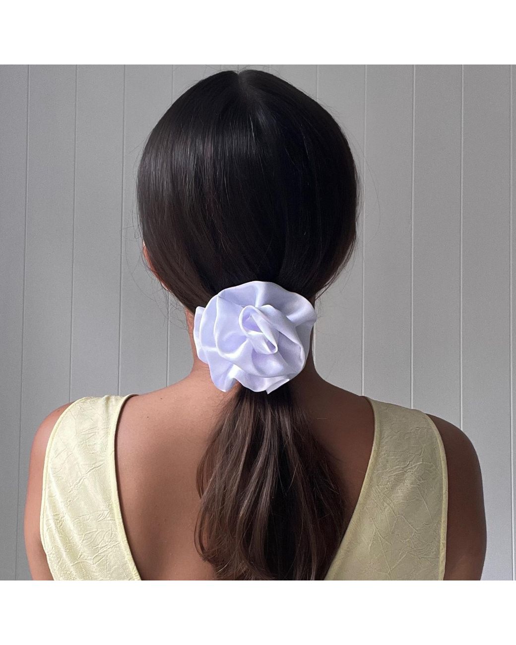 Sylk Gray Flower Applique Hair Tie