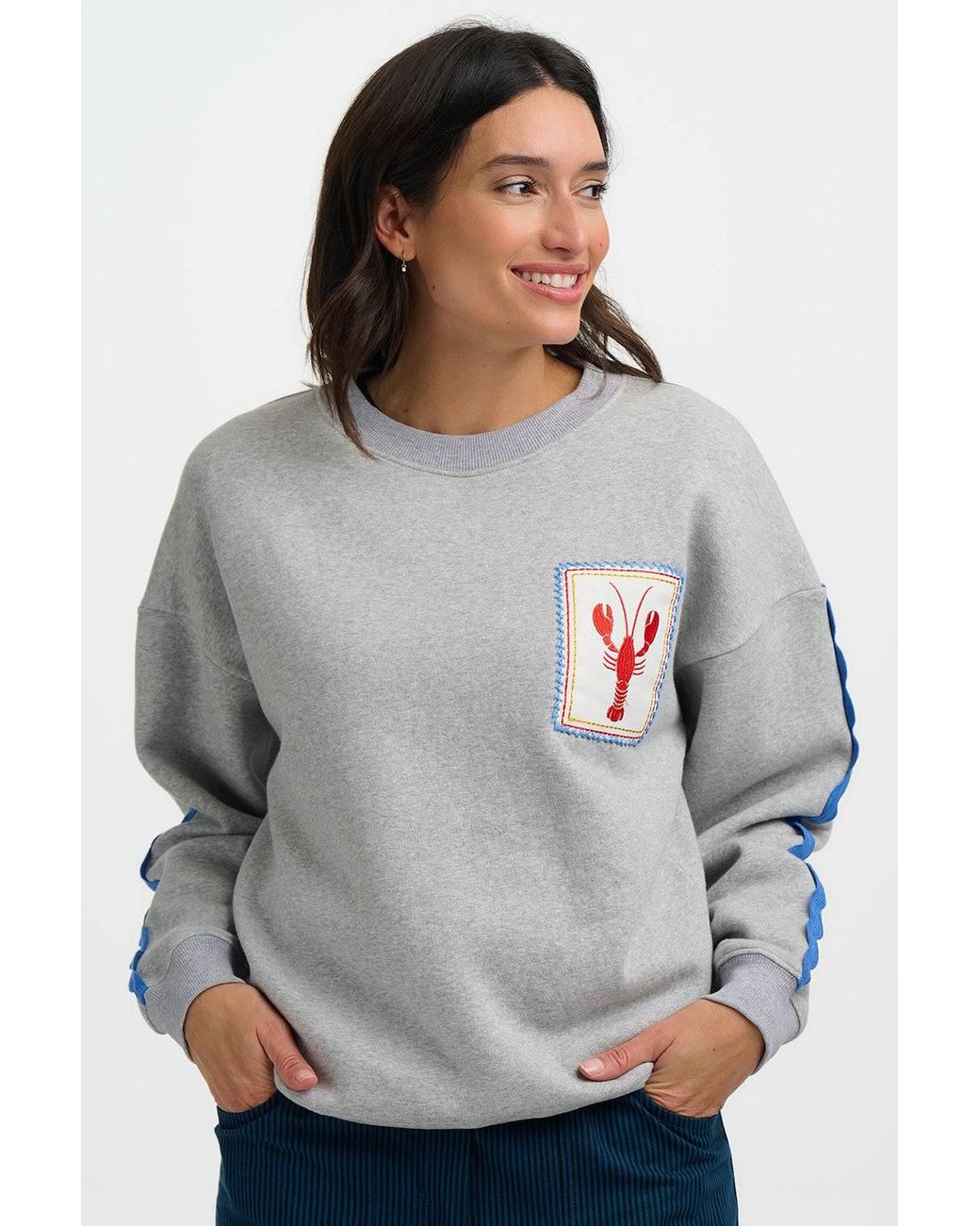 Sugarhill Gray Eadie Relaxed Sweatshirt Marl, Lobster