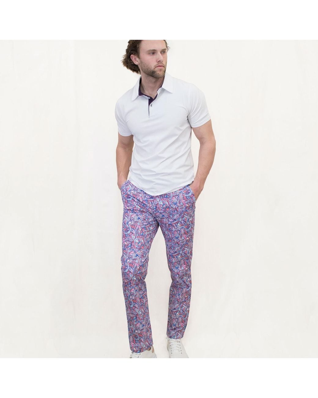 Lords of Harlech Purple Charles Paisley Layers Pant for men