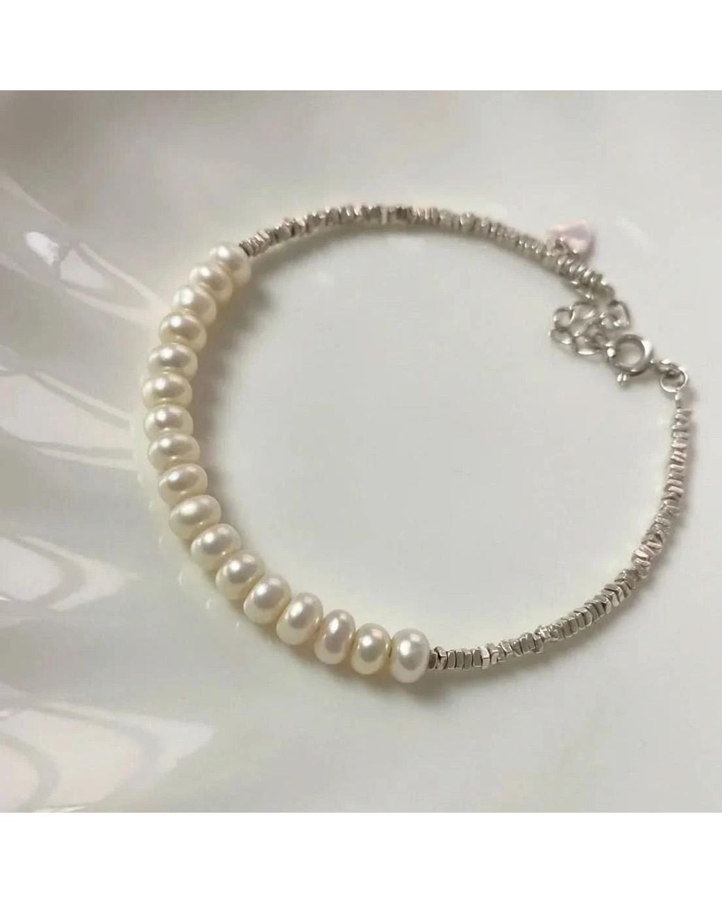 Angel Barocco Metallic Beaded Freshwater Pearl Irregular Bracelet