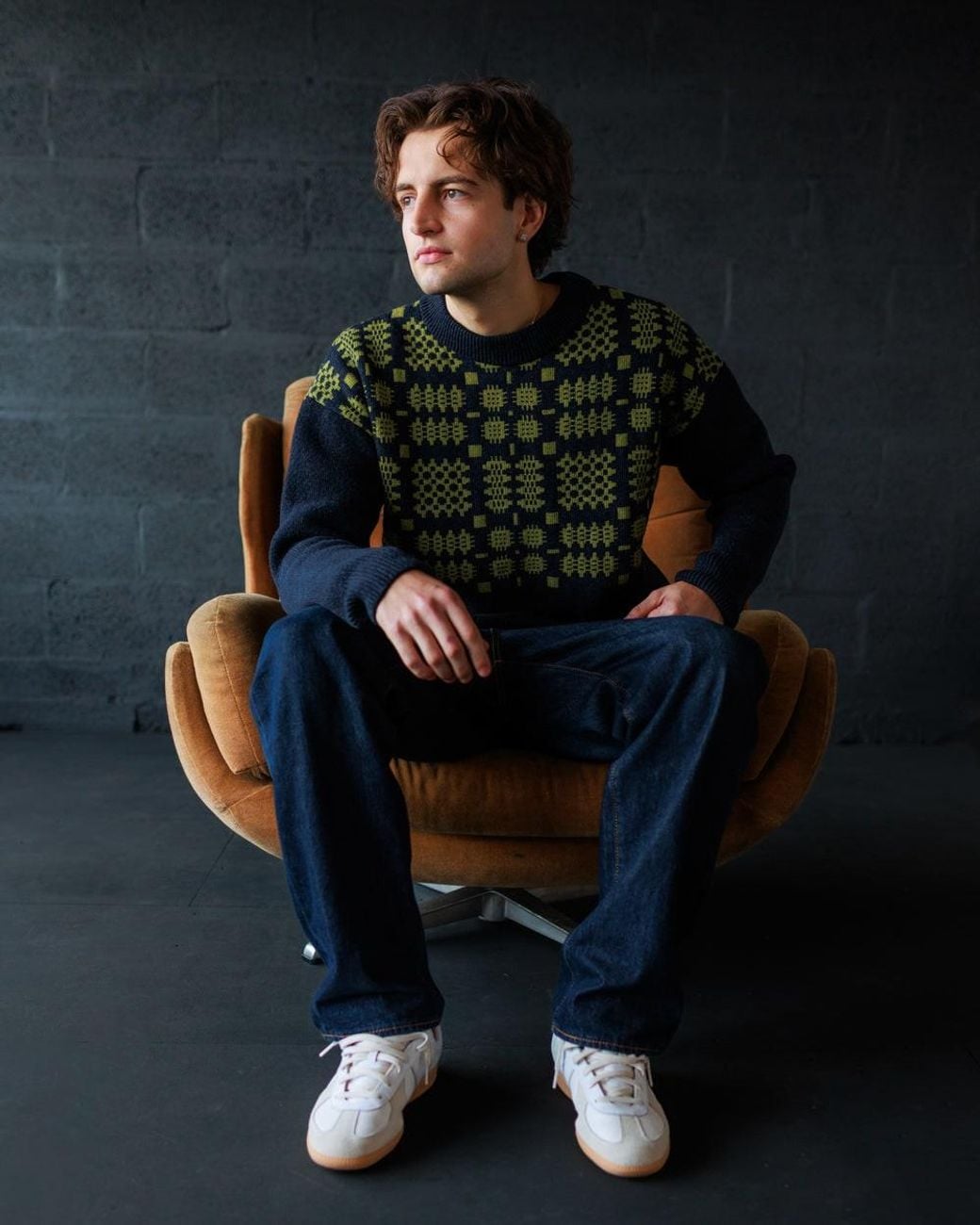 Mabli Blue Carthen Lambswool Gansey for men