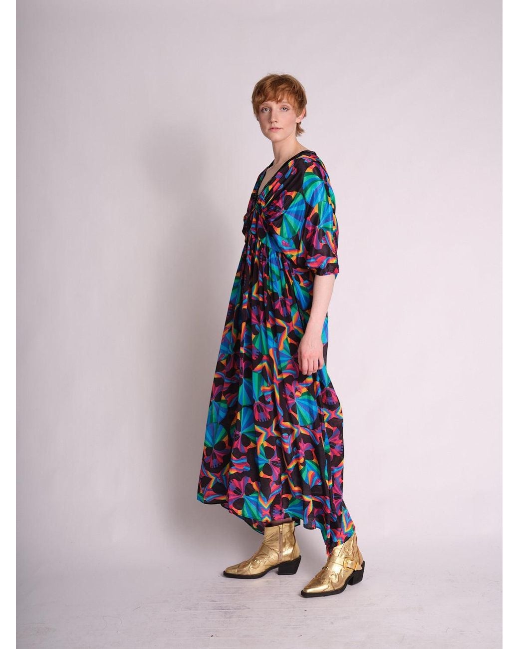 Any Old Iron Blue Skull Kaftan Dress