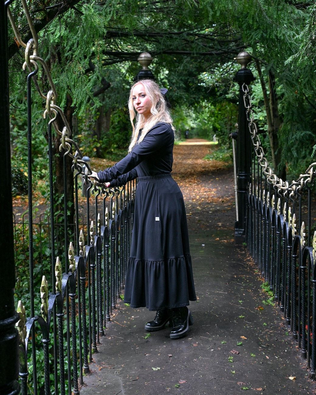 Frock Tales Black Boho Gathered Midi Skirt With Pockets