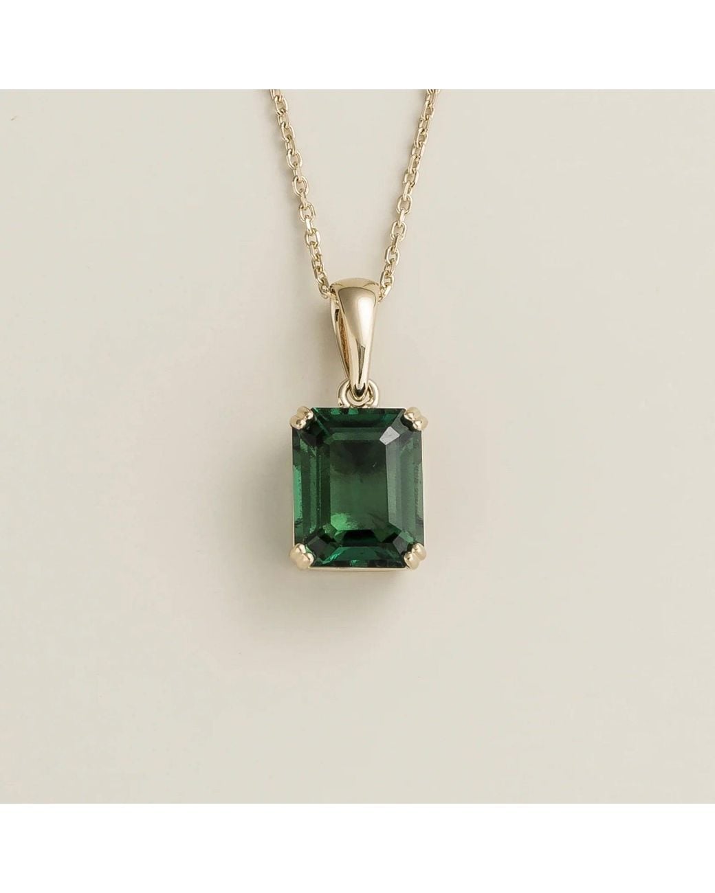 Juvetti Green Thamani Emerald Emerald-Cut Solitaire Pendant Necklace
