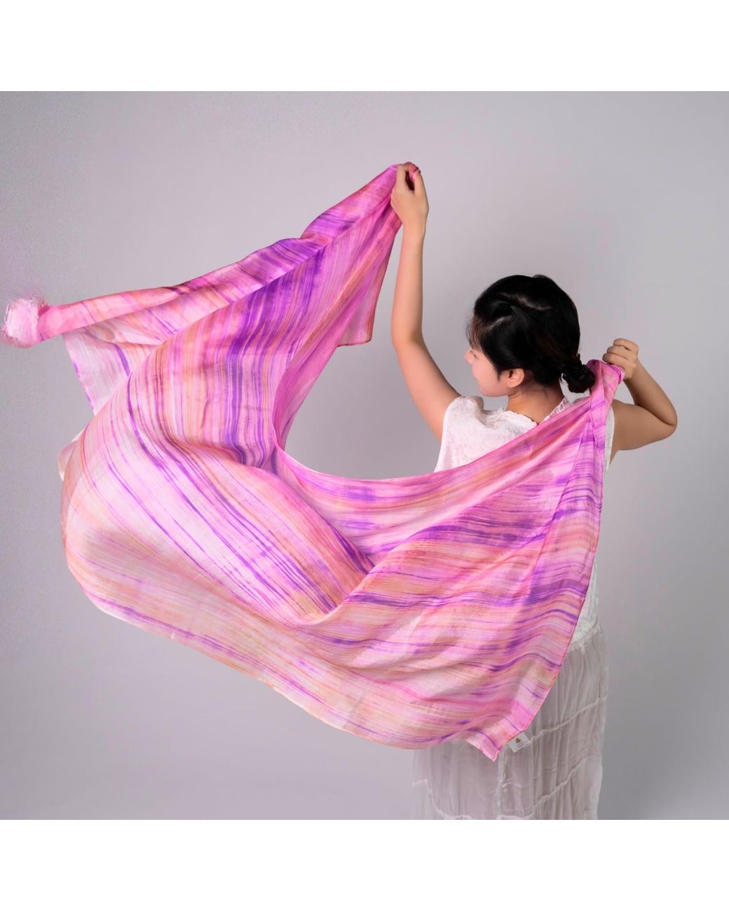 Silk and Bears Purple Rose Orchid Brushstroke Habotai Silk Scarf – Hand-Dyed Mulberry Silk