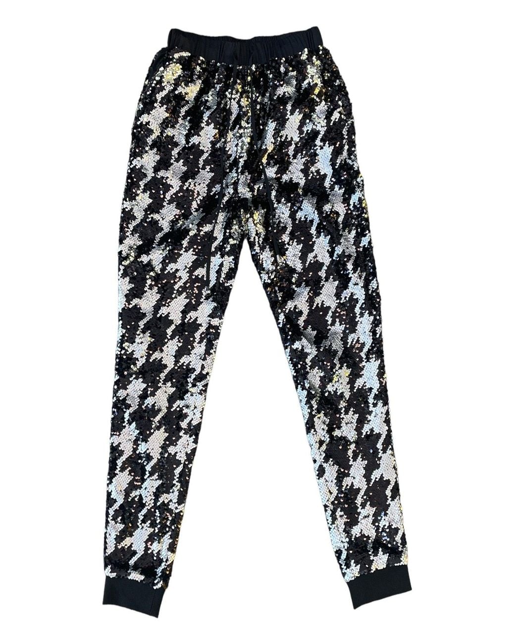 Any Old Iron Black Dogstooth Metallic Sequin Joggers
