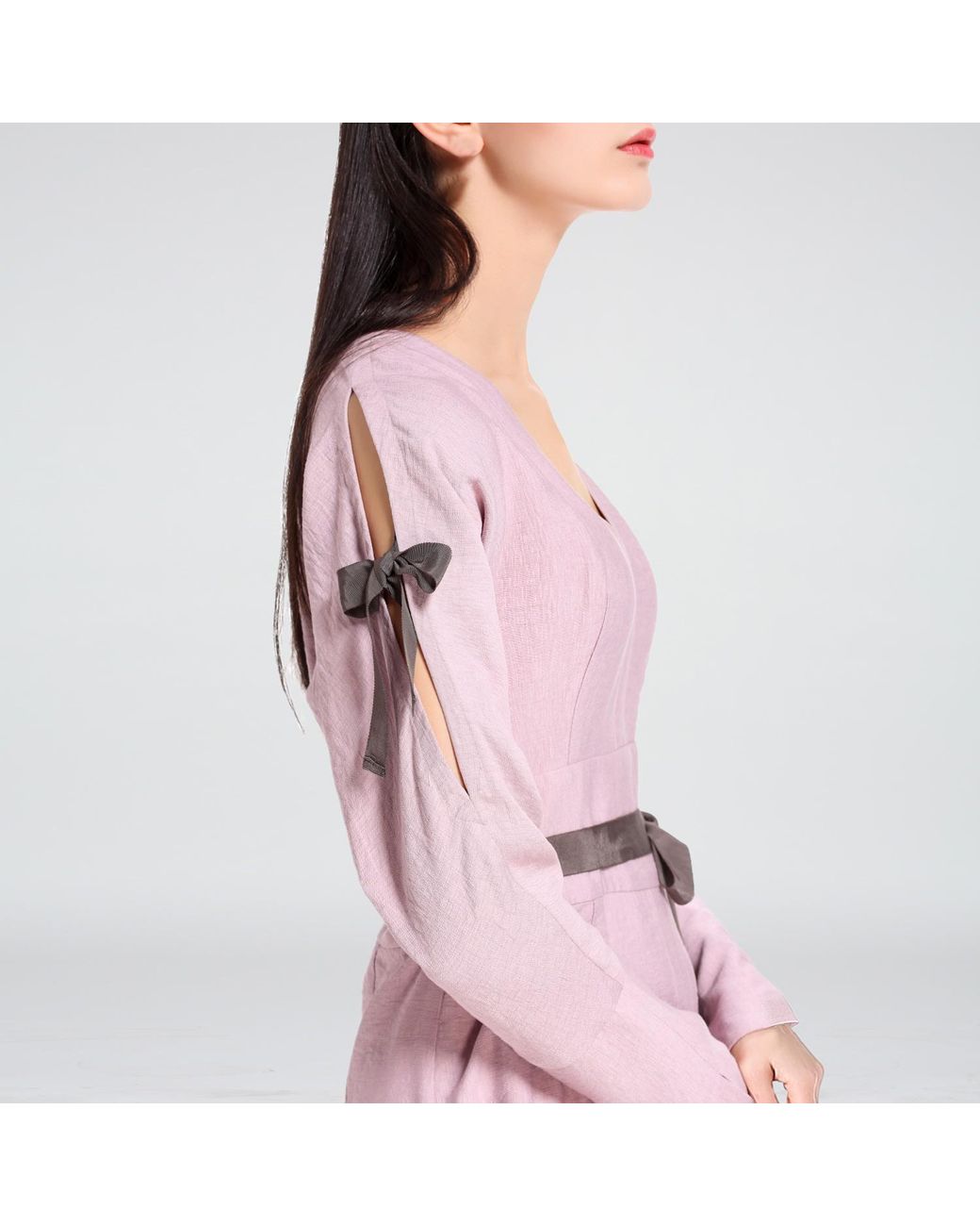 Smart and Joy Pink Cold Shoulder V-Neck Dress