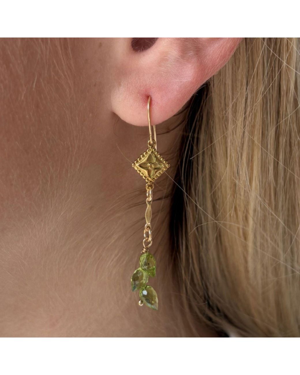 Rachel Nathan Yellow Classic Hook: Peridot Petals