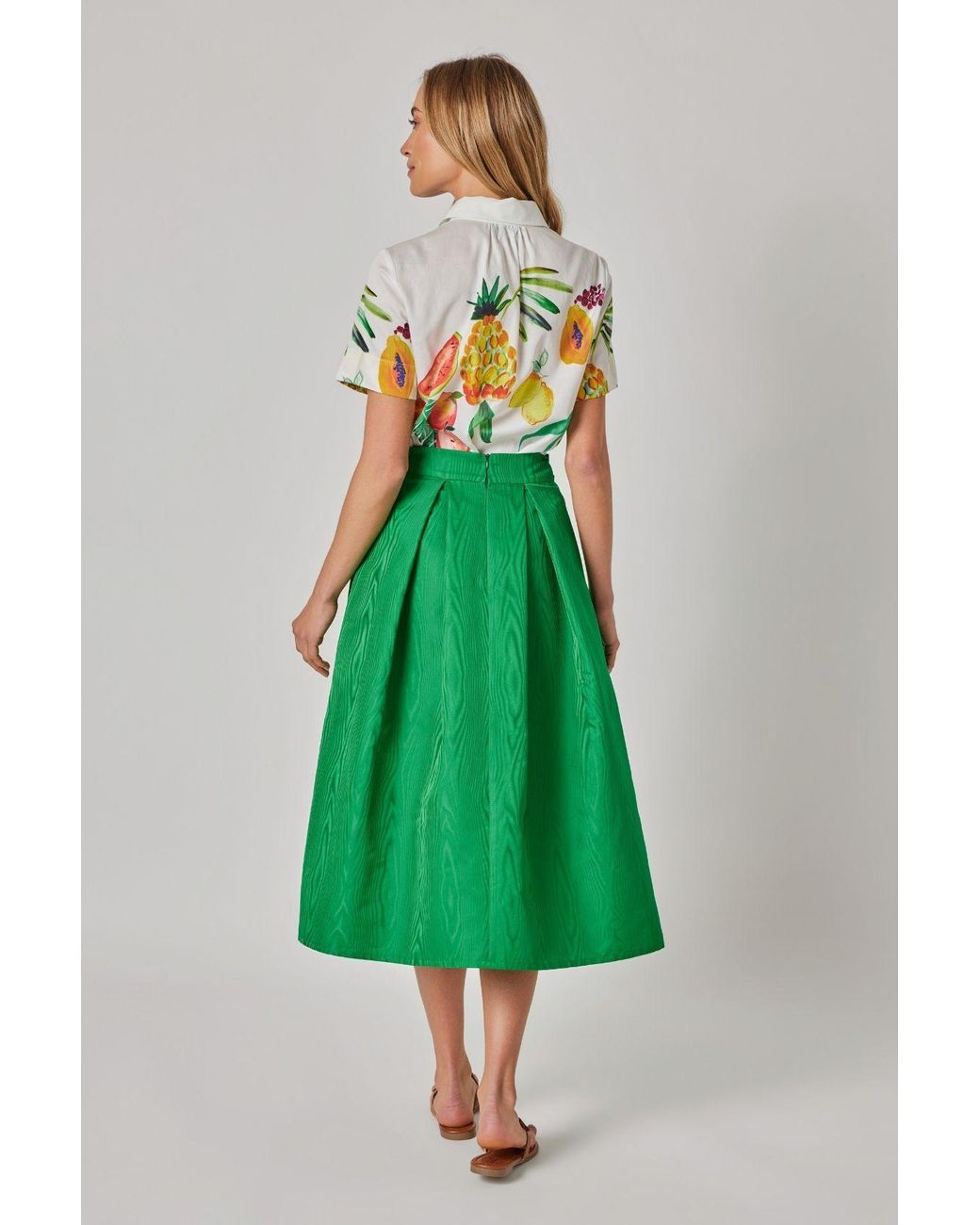 Marianna Déri Green Midi Skirt With Moiré Effect
