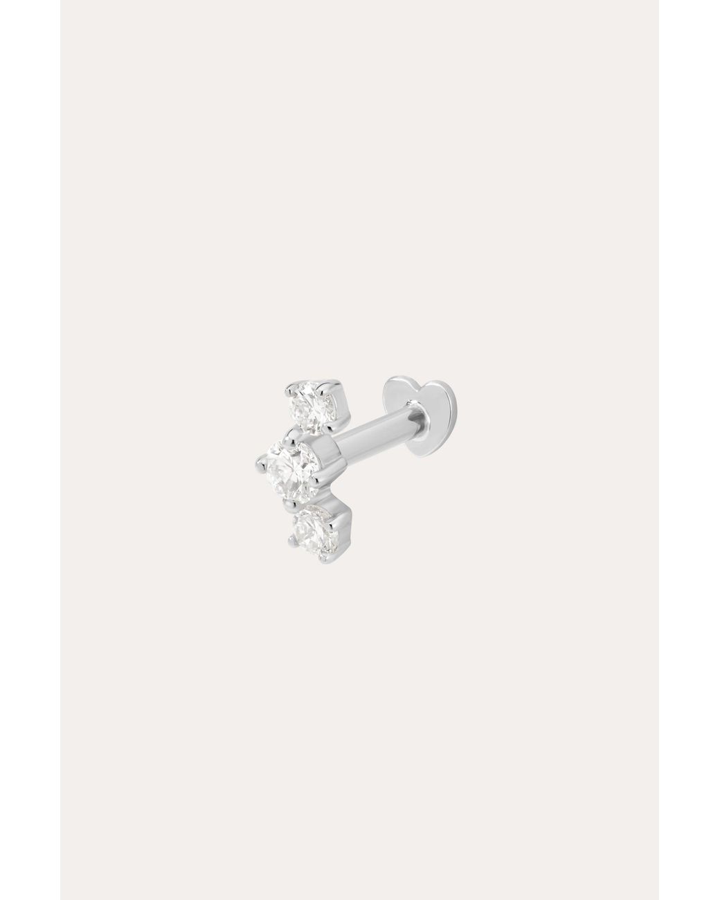 Vanhi White 14K Solid Lab-Grown Diamond Curved Trio Flat Back Stud