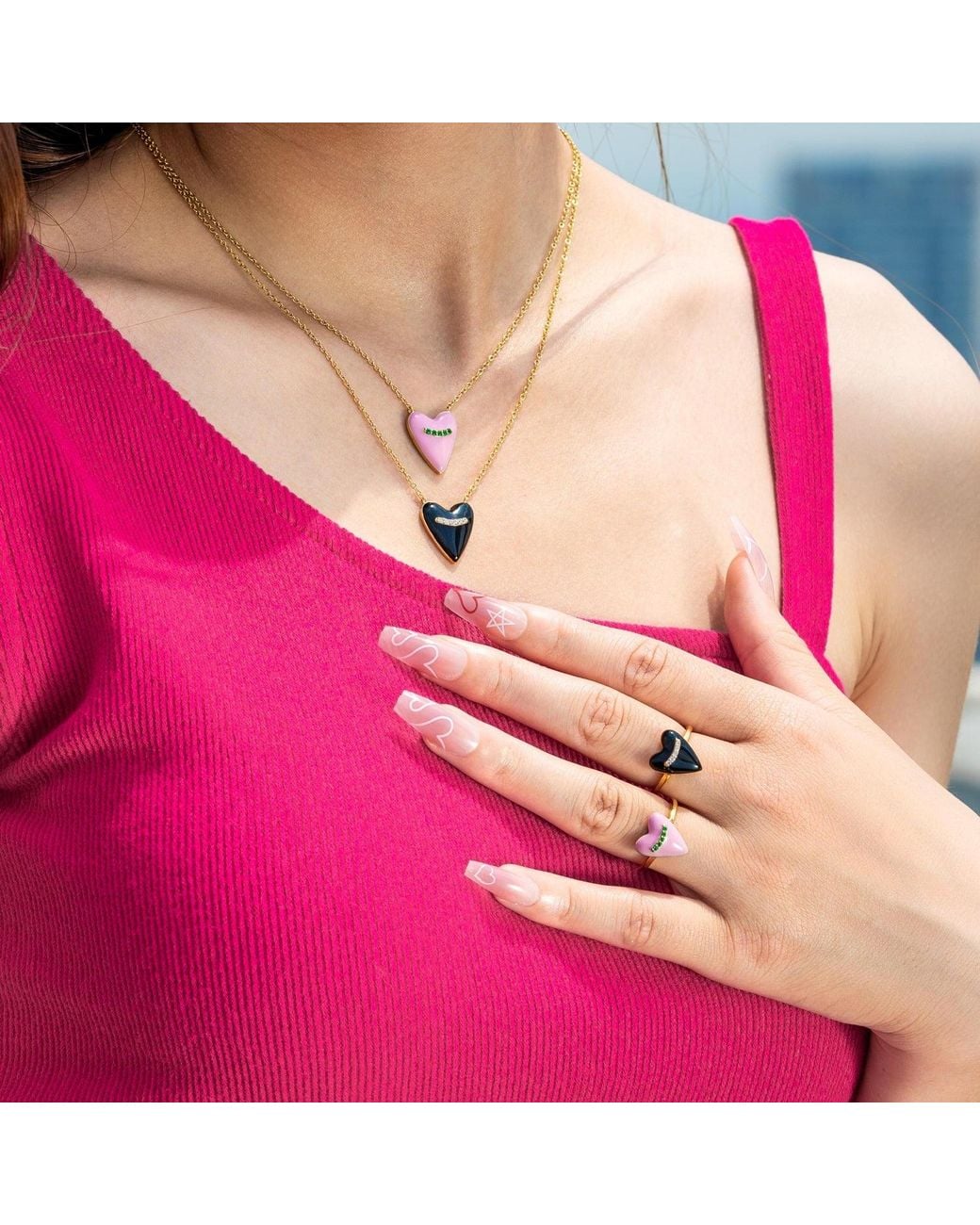 Diamonbliss Metallic Puffy Heart Ring, Enamel