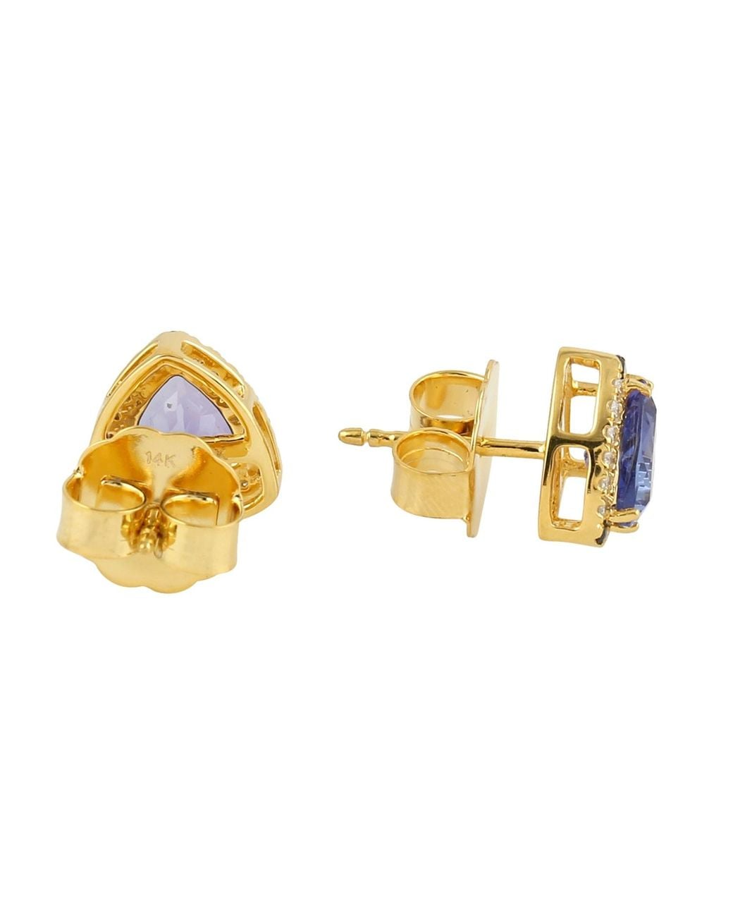 Artisan Metallic 14K Tanzanite, Sapphire & Diamond Stud Earrings
