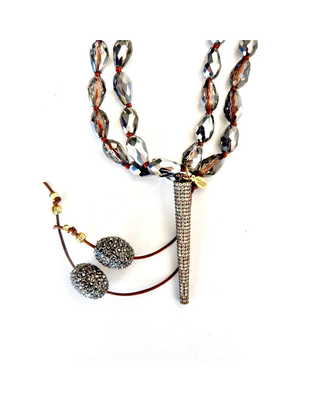 Persia Dona Jewelry Metallic Vintage Glass Pave Sparkle Necklace
