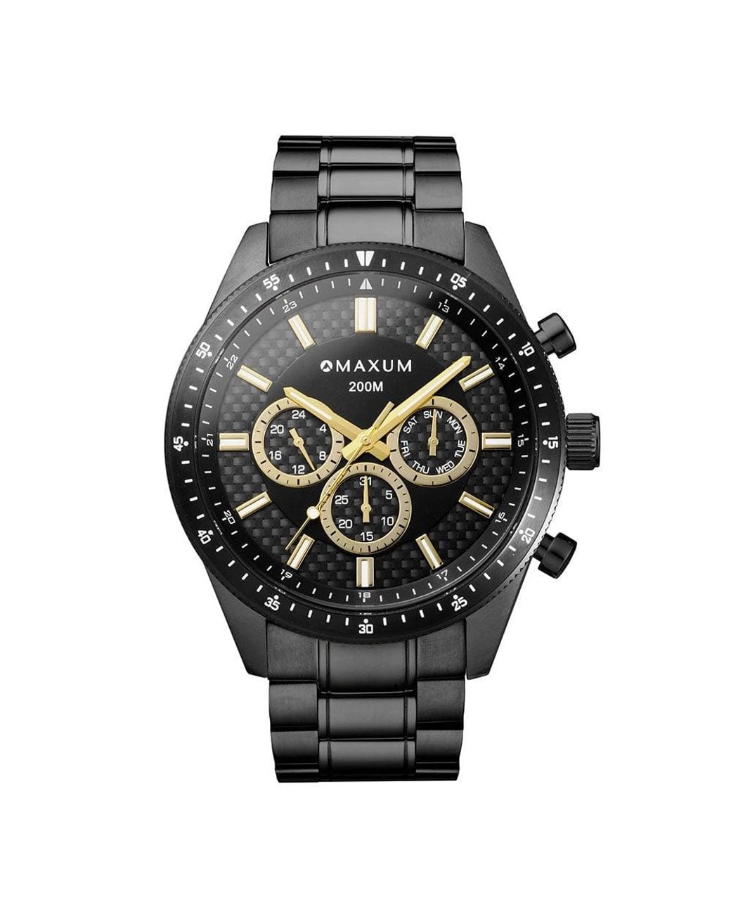 Maxum Black Lansdowne Back Multifunction Watch for men