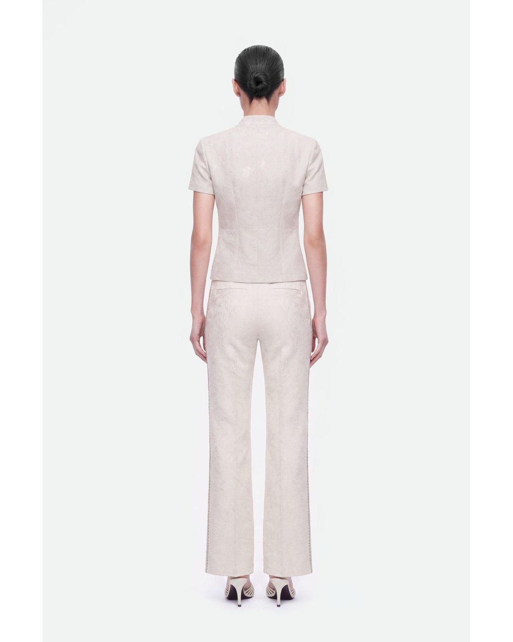 Nocturne Natural Neutrals Textured Mid Rise Trousers