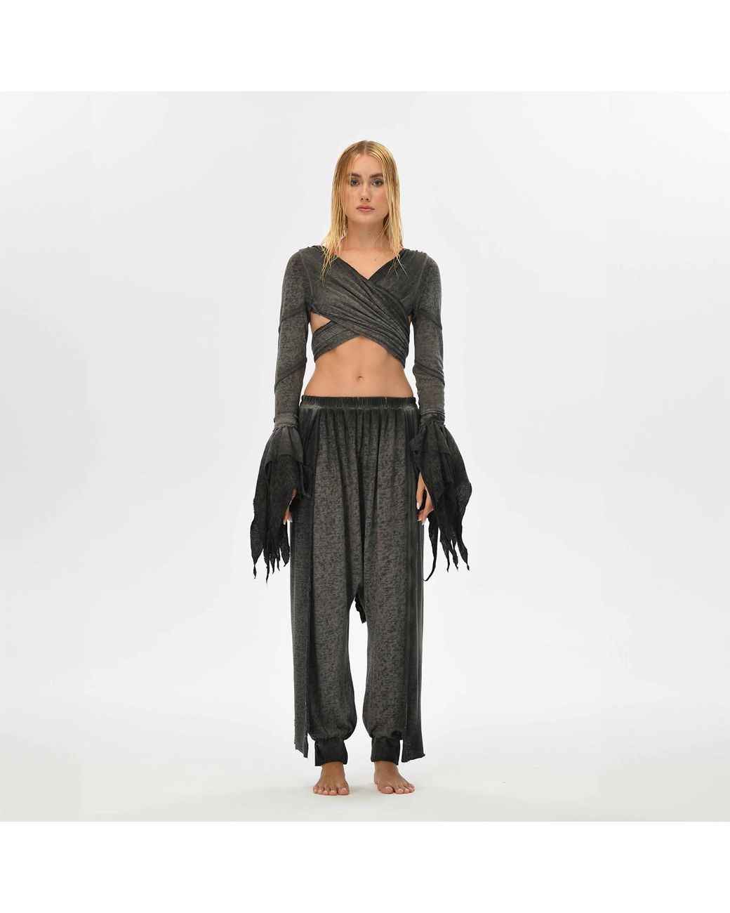 Zhenabia Gray Suhan Harem Pants Charcoal