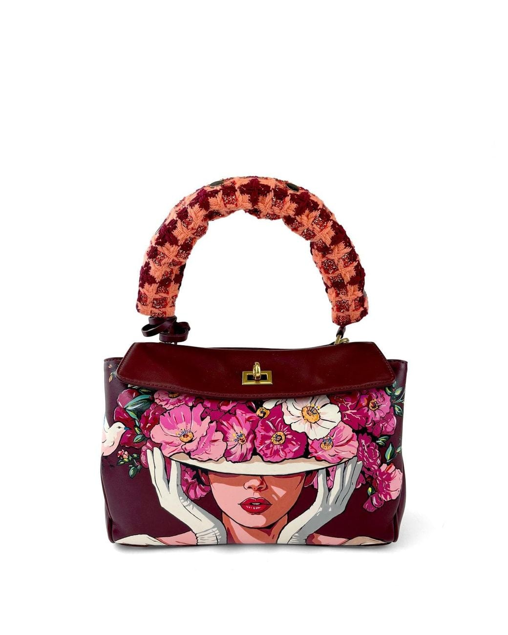 Maison Rubaiyat Purple Henriette Hand-Painted Leather Shoulder Bag – Flower Hat