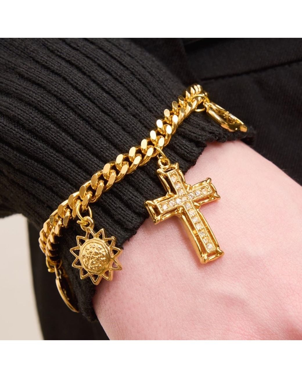 Caramel Vintage Jewellery Metallic Charm Curb Bracelet