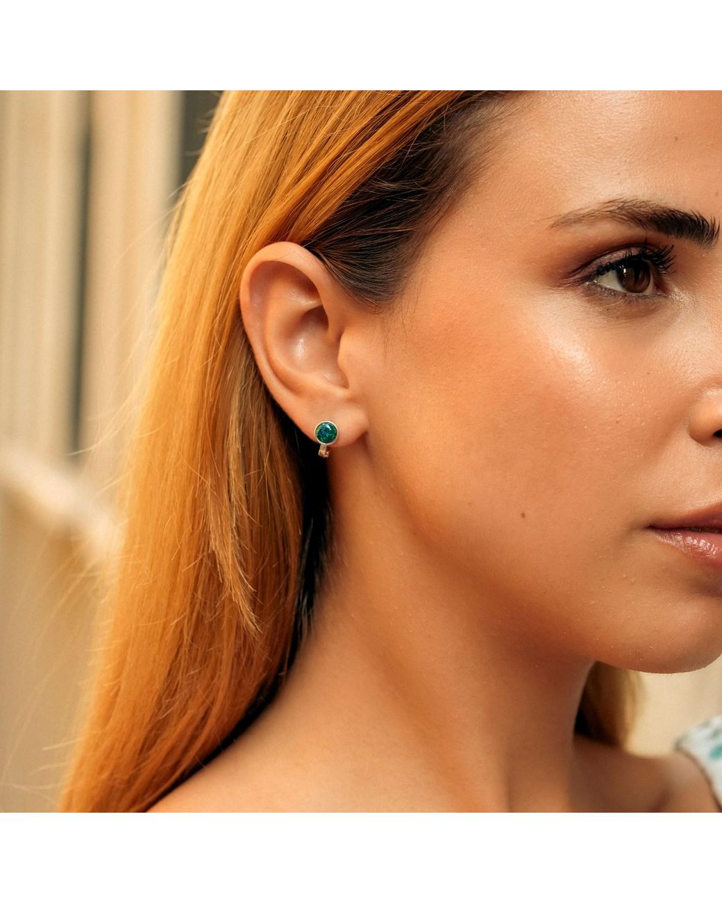 Spero London White Sterling High Quality Round Opal Earrings