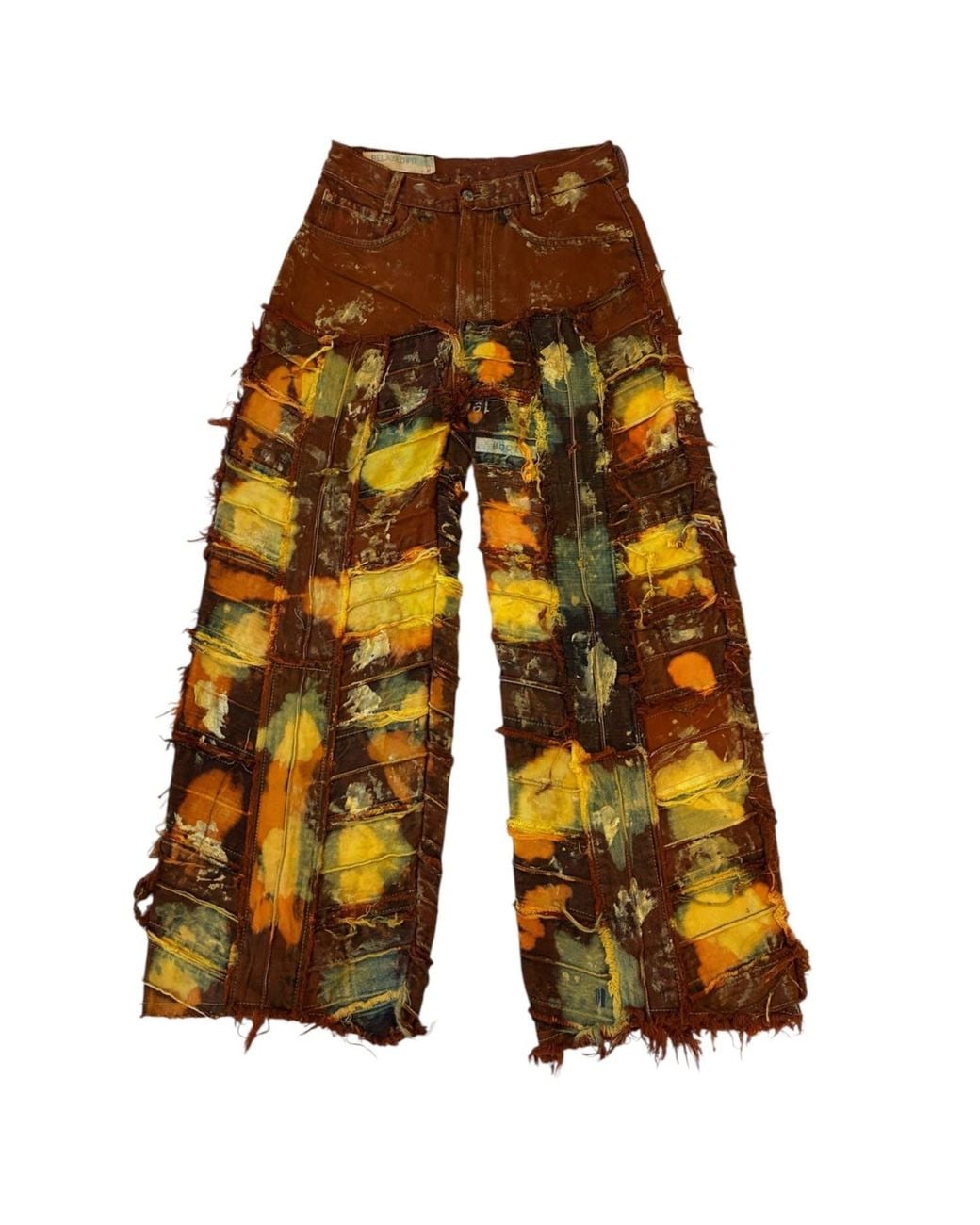 Zasta Studio Yellow Wearable Ruins Shredded Denim Wide Leg Pant A