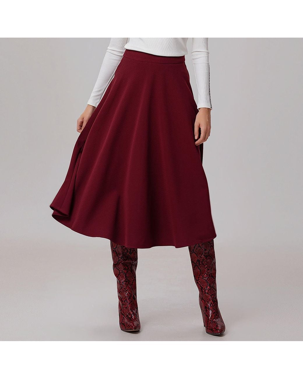 Smart and Joy Flared Knee-Length Skirt