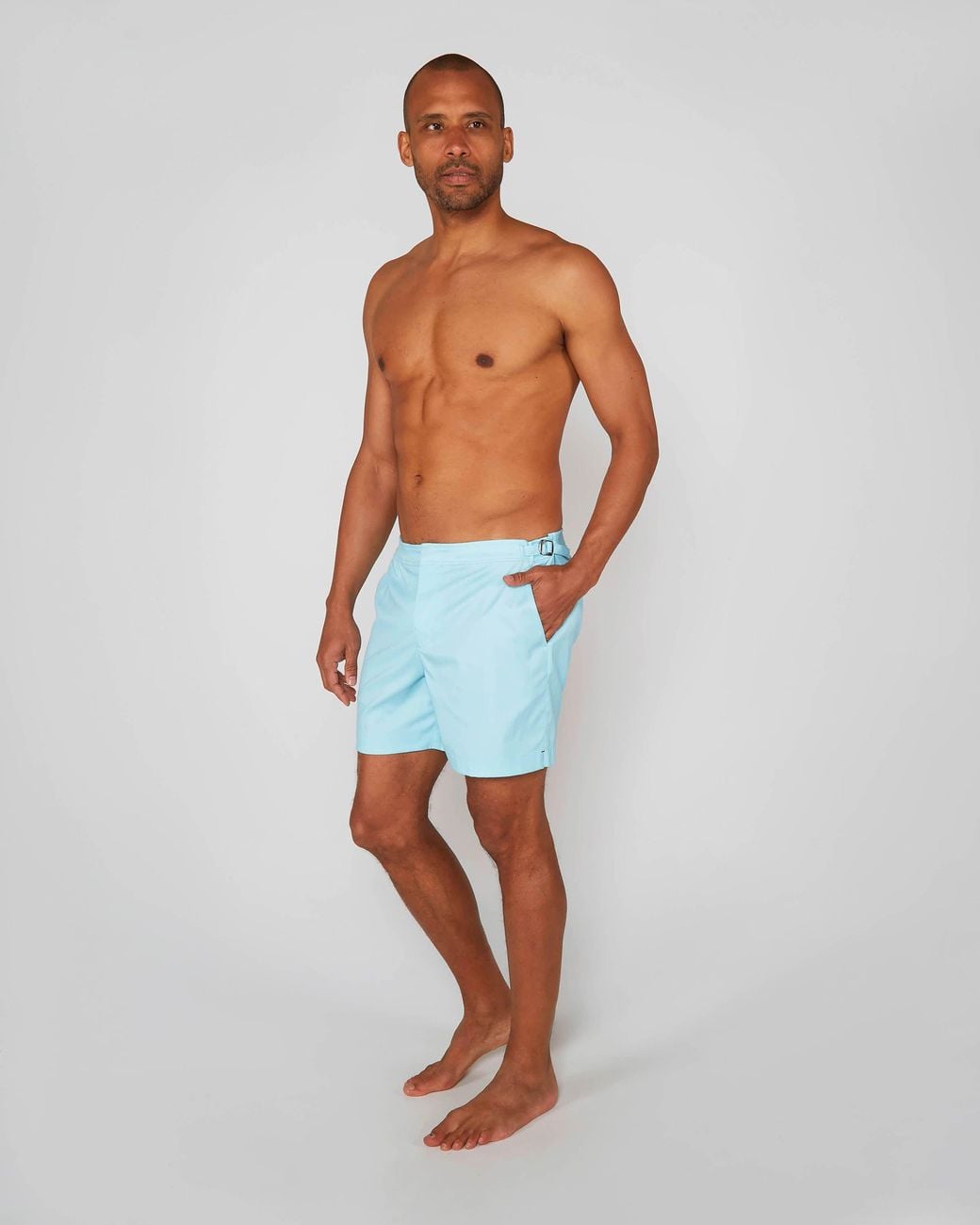Lords of Harlech Blue Neptune Oxford Tailored Swim Short for men