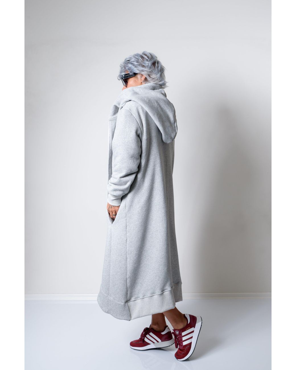 Clothes by Locker Room Gray Long Oversized Asymmetrical Casual Hoodie Sweatshirt