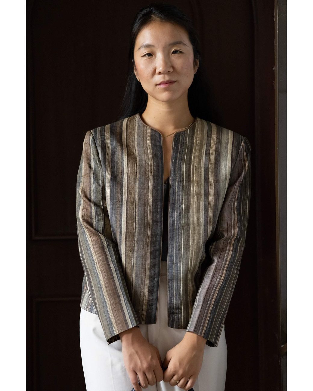 Stovaria Multicolor Striped Handwoven Pure Tussar Silk Jacket