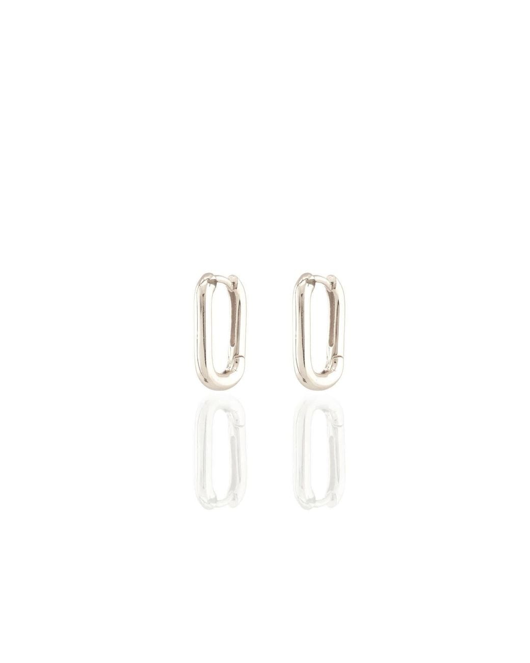 Kris Nations White Oval Huggie Hoop Earrings