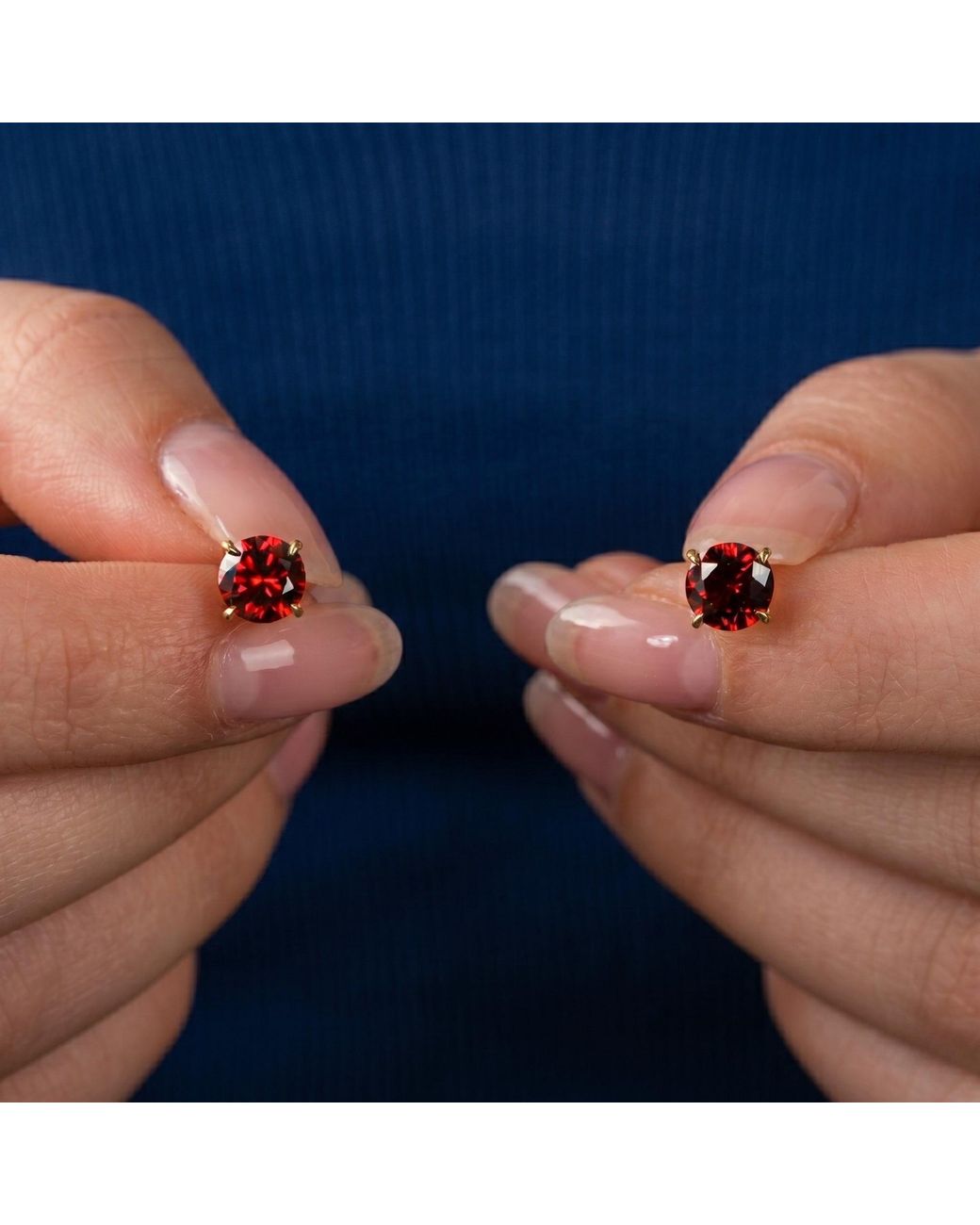 Spero London Red 9Ct Garnet Stud Earrings