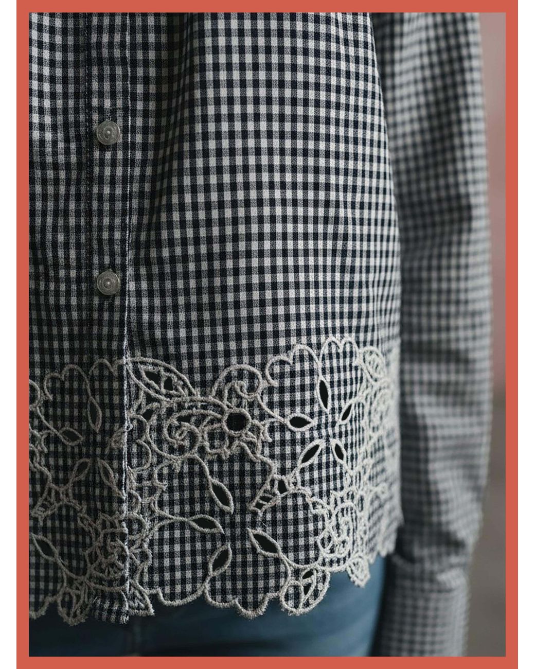 Nooki Design Gray Koren Embroidered Blouse