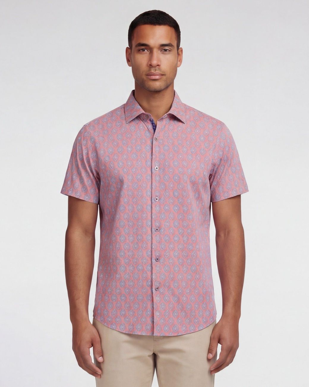 Lords of Harlech Purple George Mud Geo Coral Printed Button Up Shirt for men
