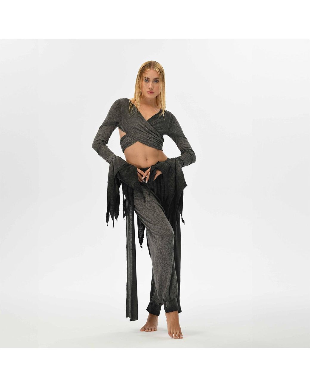 Zhenabia Gray Suhan Harem Pants Charcoal