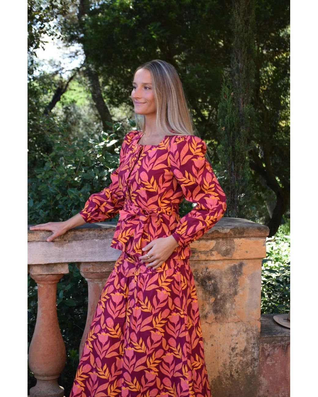 Mind Traveler Red Beth Burgundy Floral Blouse